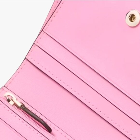S Kate Spade Lena Small Bifold Wallet Pink Pebbled Leather KH788 NWT $179 Retail - Picture 6 of 6